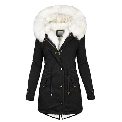 Damen Winterjacke mit Kapuze – Warm & Stilvoll mit Knopfdetails