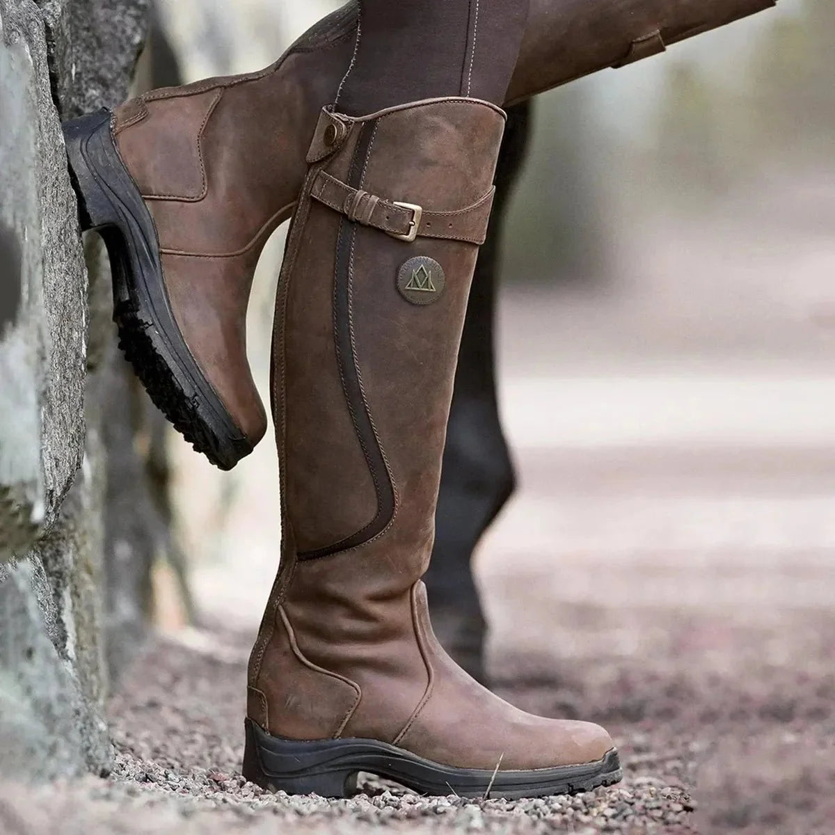 Damen Winterstiefel – Wasserdicht aus Leder im Reitstil