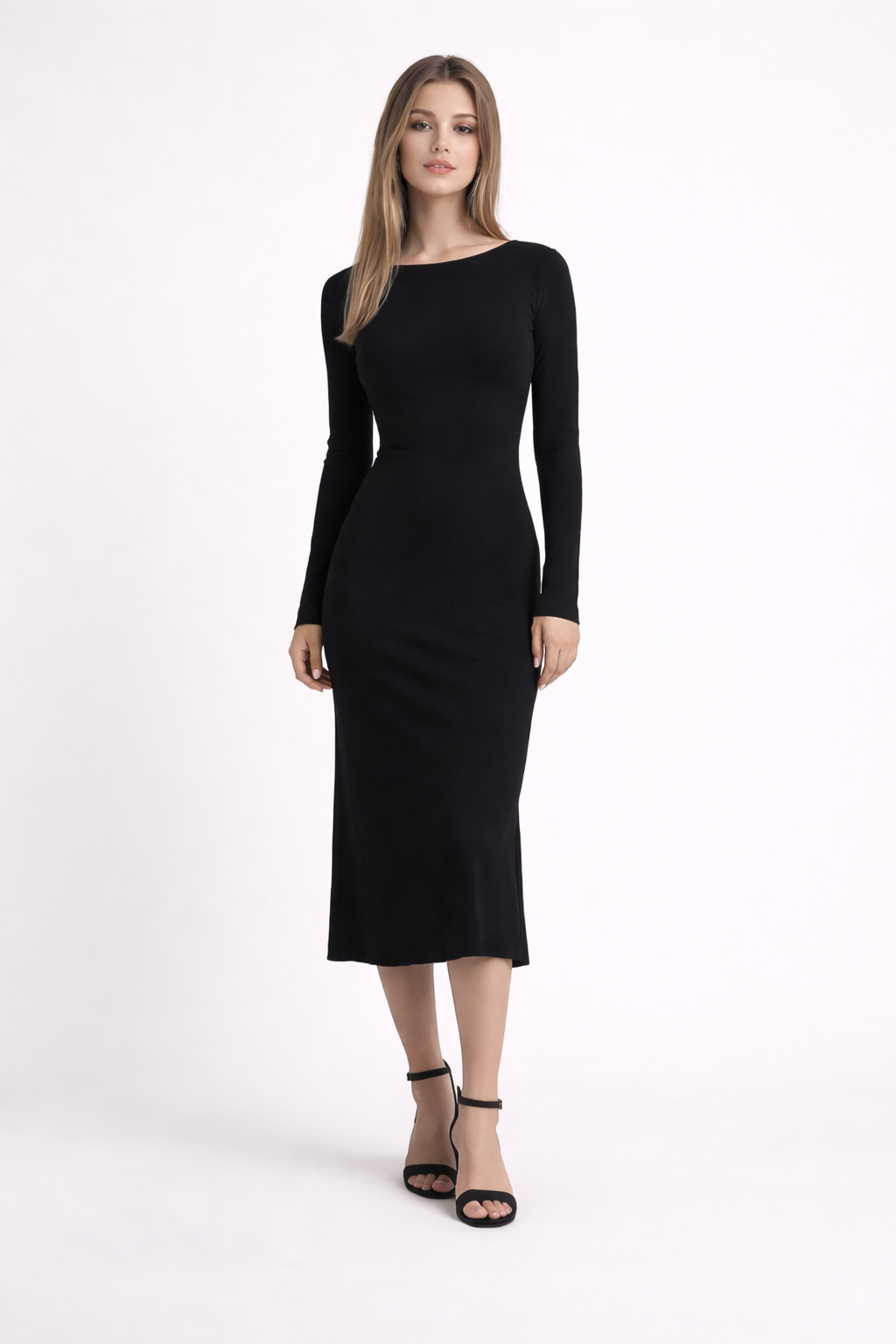 Womens Y2K Long Sleeve Midi Dress