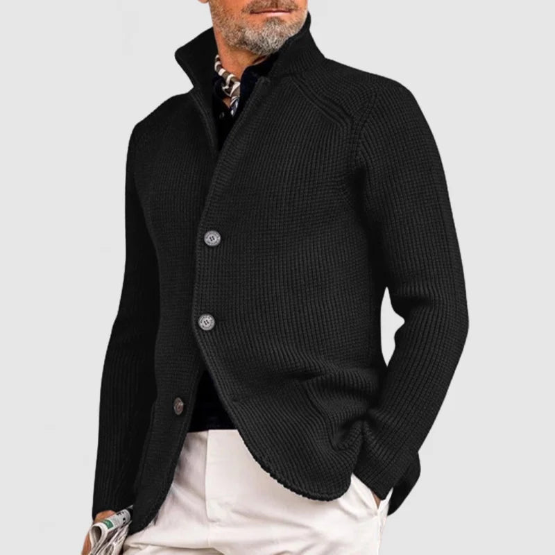 Edward Men's Knitted Cardigan - Classic Button-Up Sweater with Ribbed Design for Sophisticated Style