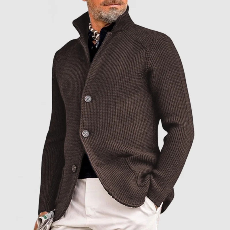 Edward Men's Knitted Cardigan - Classic Button-Up Sweater with Ribbed Design for Sophisticated Style