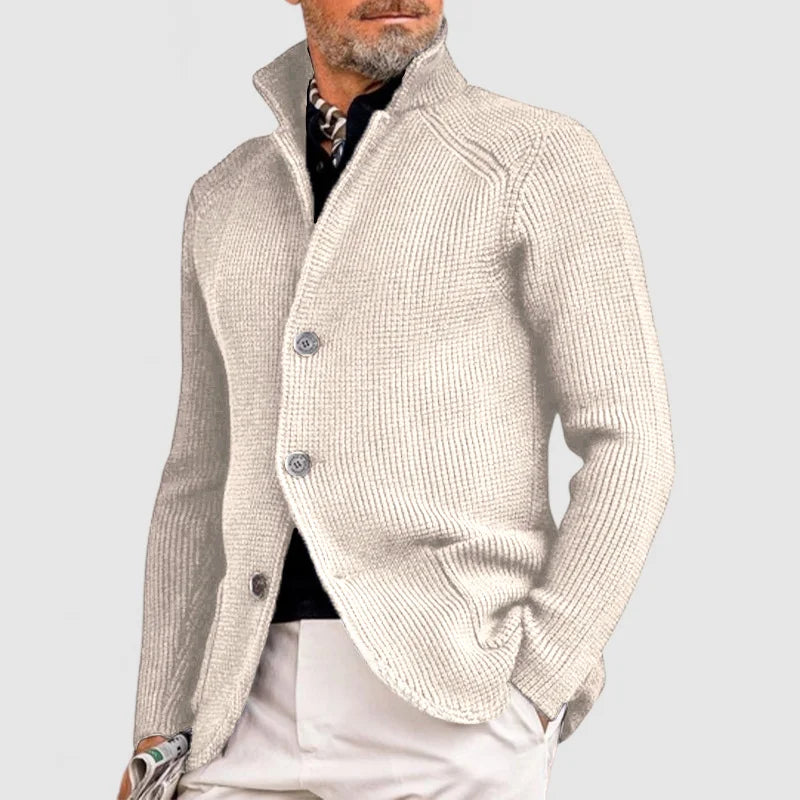 Edward Men's Knitted Cardigan - Classic Button-Up Sweater with Ribbed Design for Sophisticated Style