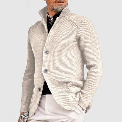 Edward Men's Knitted Cardigan - Classic Button-Up Sweater with Ribbed Design for Sophisticated Style