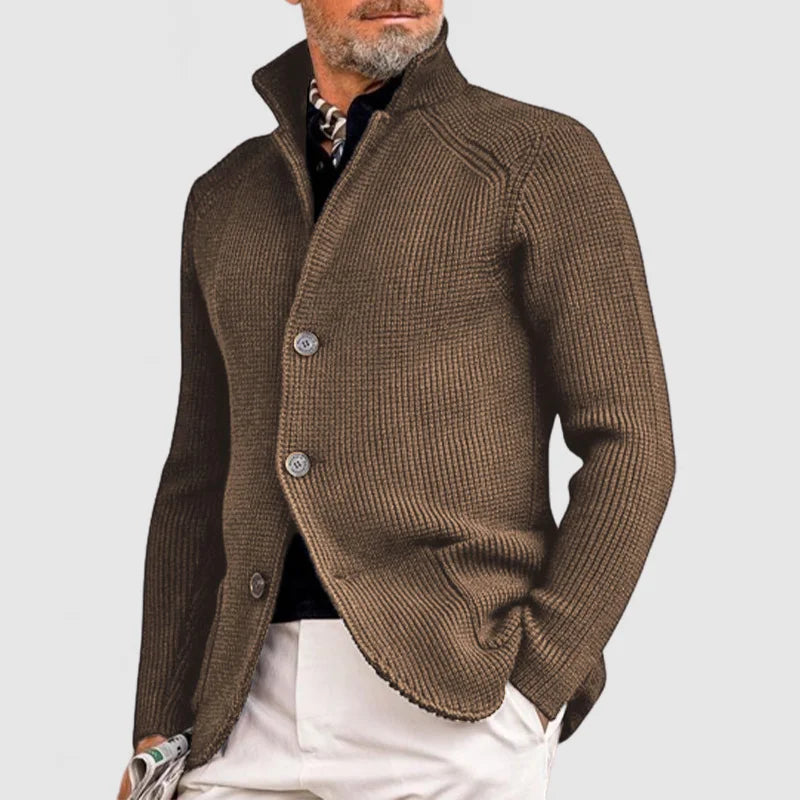 Edward Men's Knitted Cardigan - Classic Button-Up Sweater with Ribbed Design for Sophisticated Style