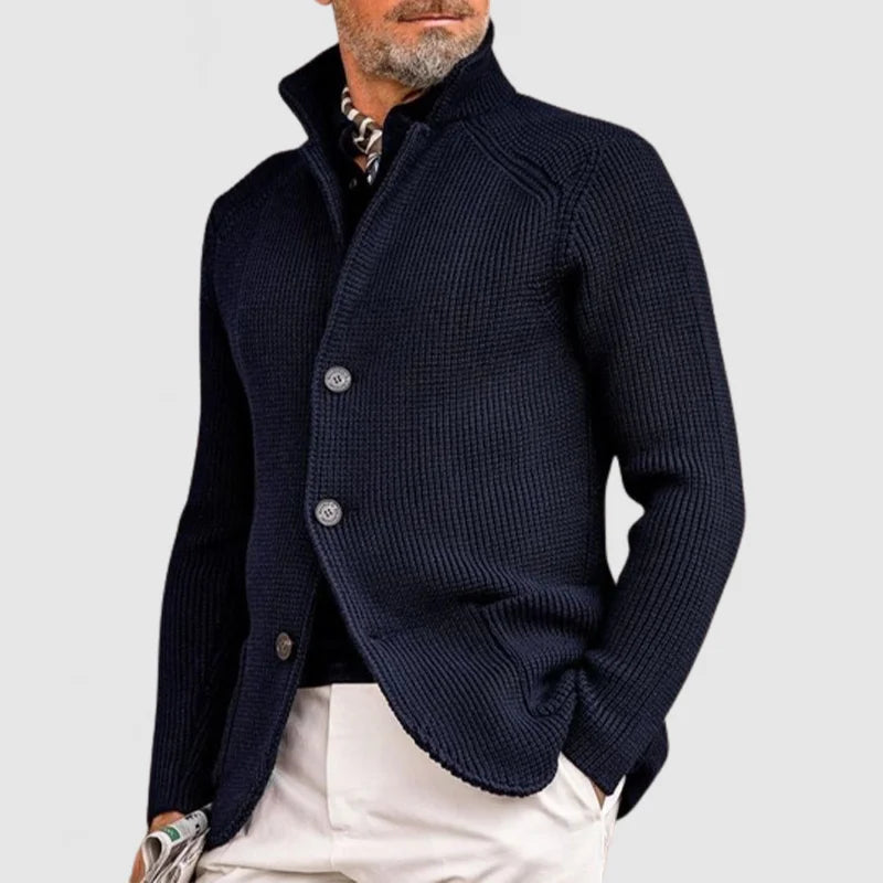 Edward Men's Knitted Cardigan - Classic Button-Up Sweater with Ribbed Design for Sophisticated Style