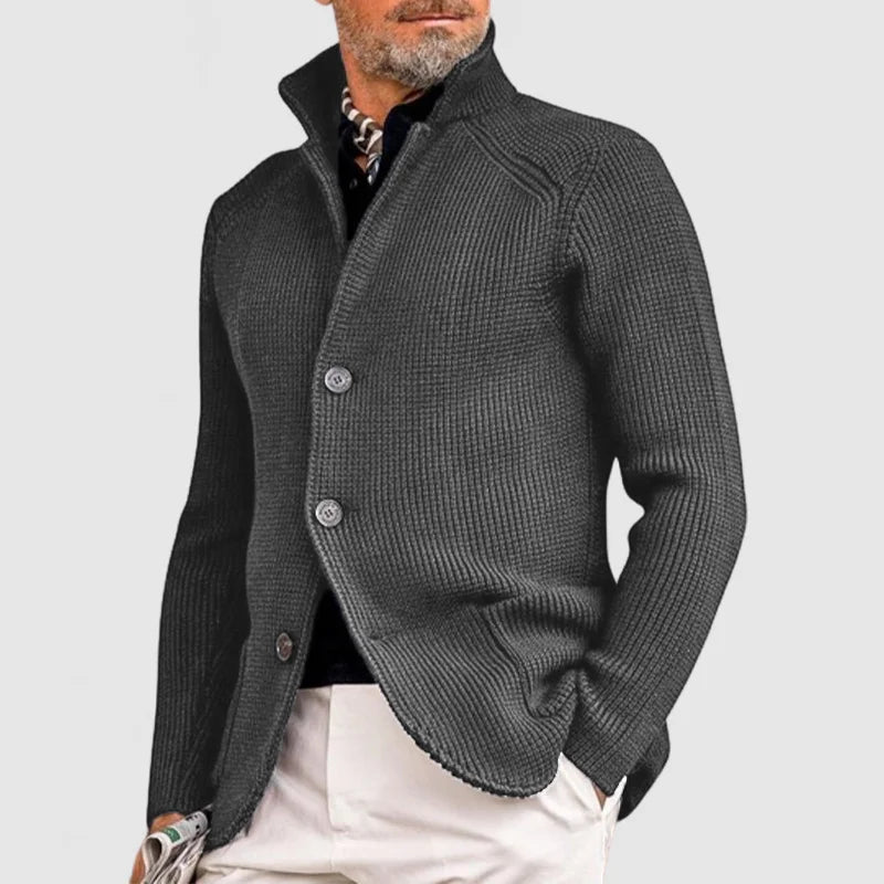 Edward Men's Knitted Cardigan - Classic Button-Up Sweater with Ribbed Design for Sophisticated Style