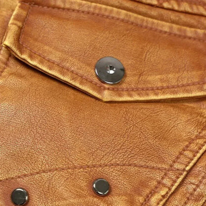 Elegante Herren Lederjacke Mit Kapuzenpulli Trendy