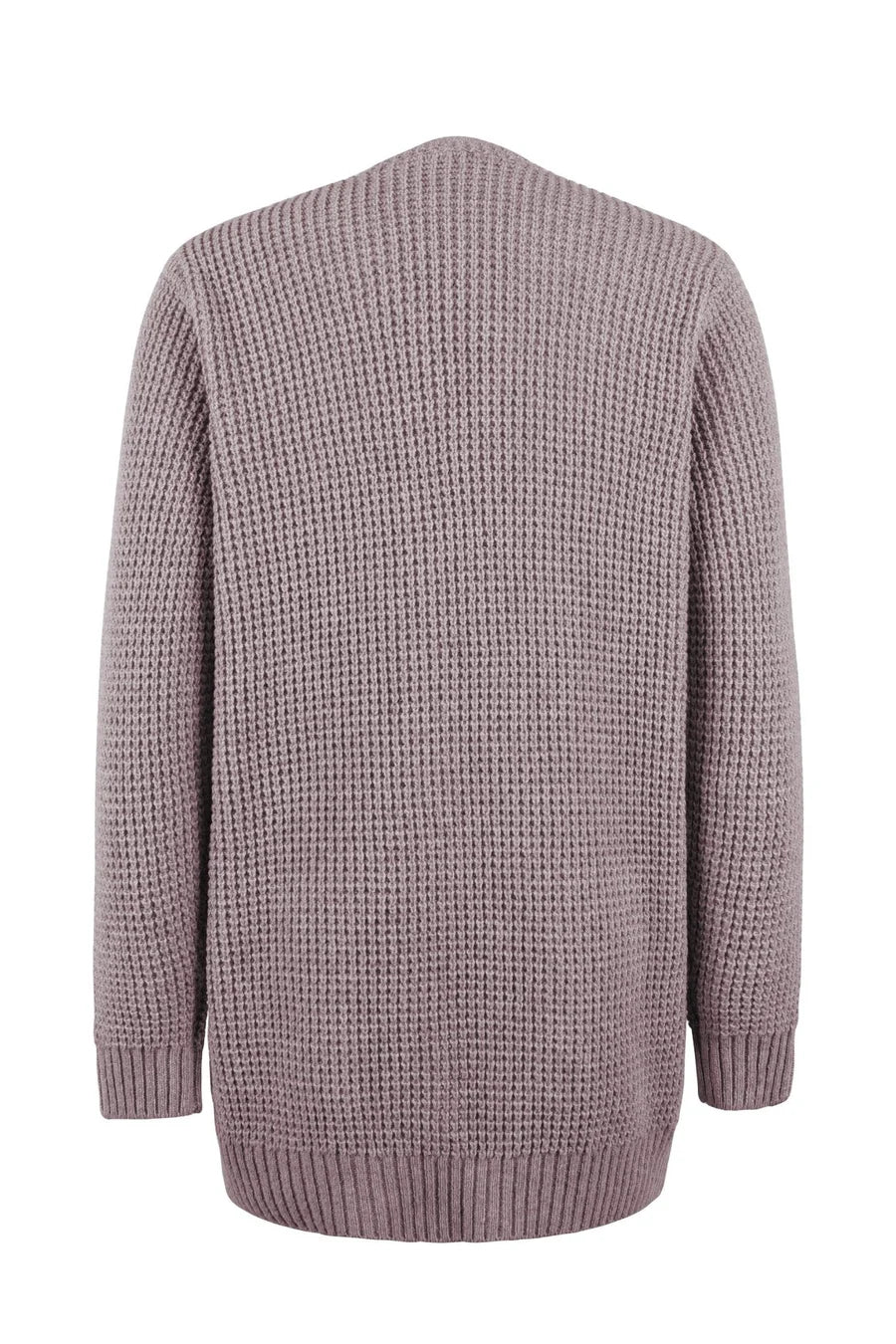 Elegante lange Damenstrickjacke mit V-Ausschnitt für stilvolle Anlässe