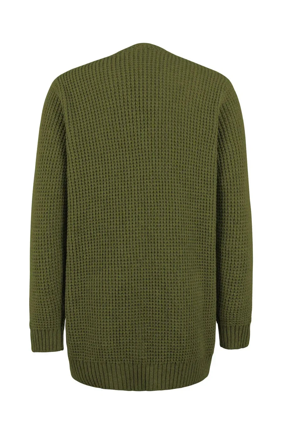 Elegante lange Damenstrickjacke mit V-Ausschnitt für stilvolle Anlässe