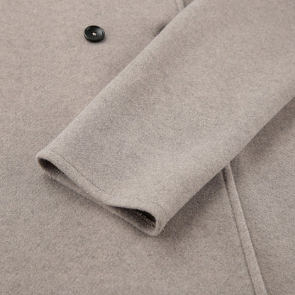 Eleganter Vintage-Wollmantel für Frauen mit V-Ausschnitt in Braun