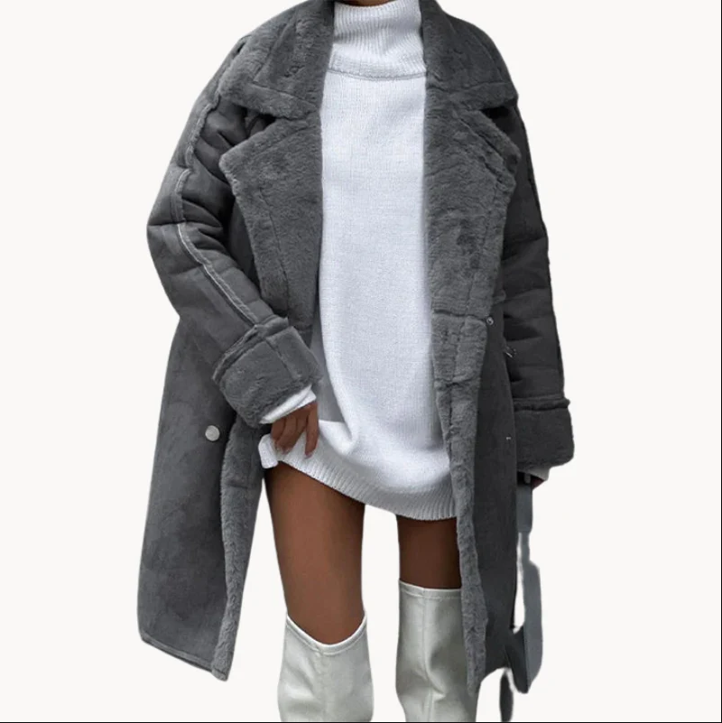 Eleganter, warmer Damenmantel für kalte Tage