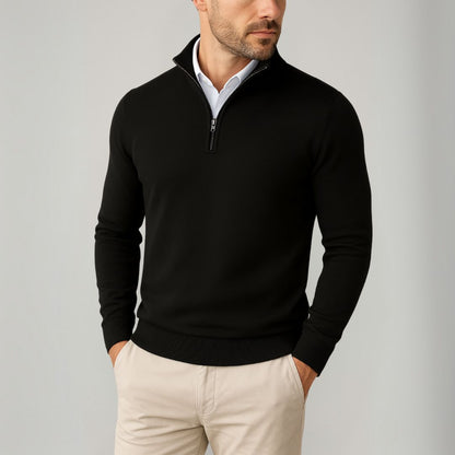 Herren Pullover mit Reißverschluss – Baumwolle, Schmale Passform