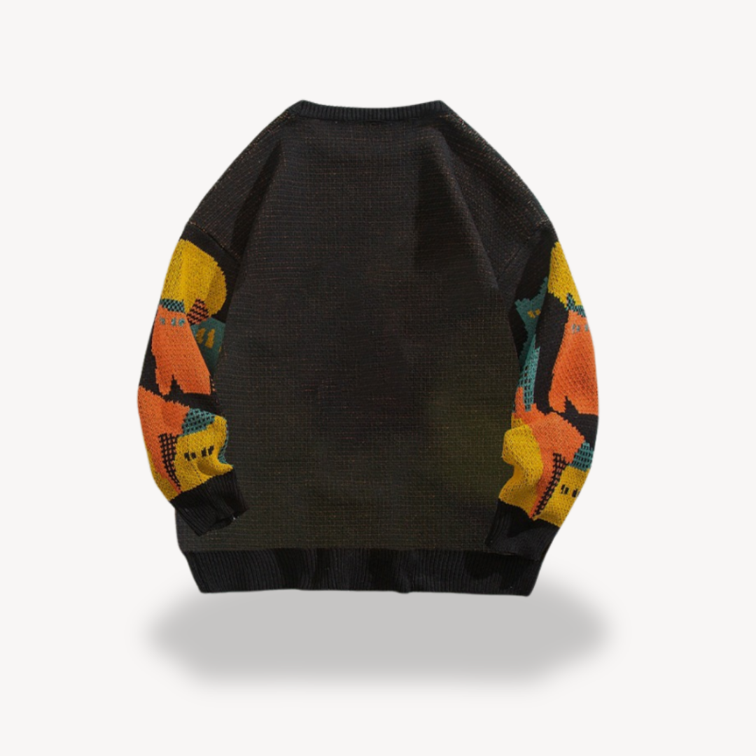 Herren Strickpullover aus Baumwolle – Mit Katzenmotiv