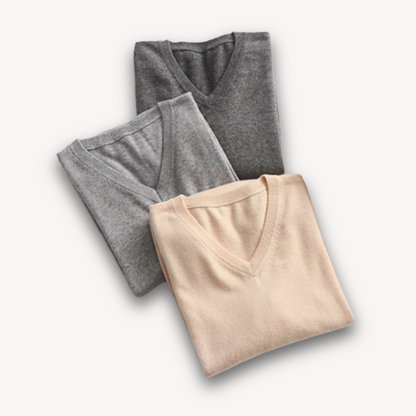 Herren V-Ausschnitt Pullover – Baumwollmix, Schmale Passform