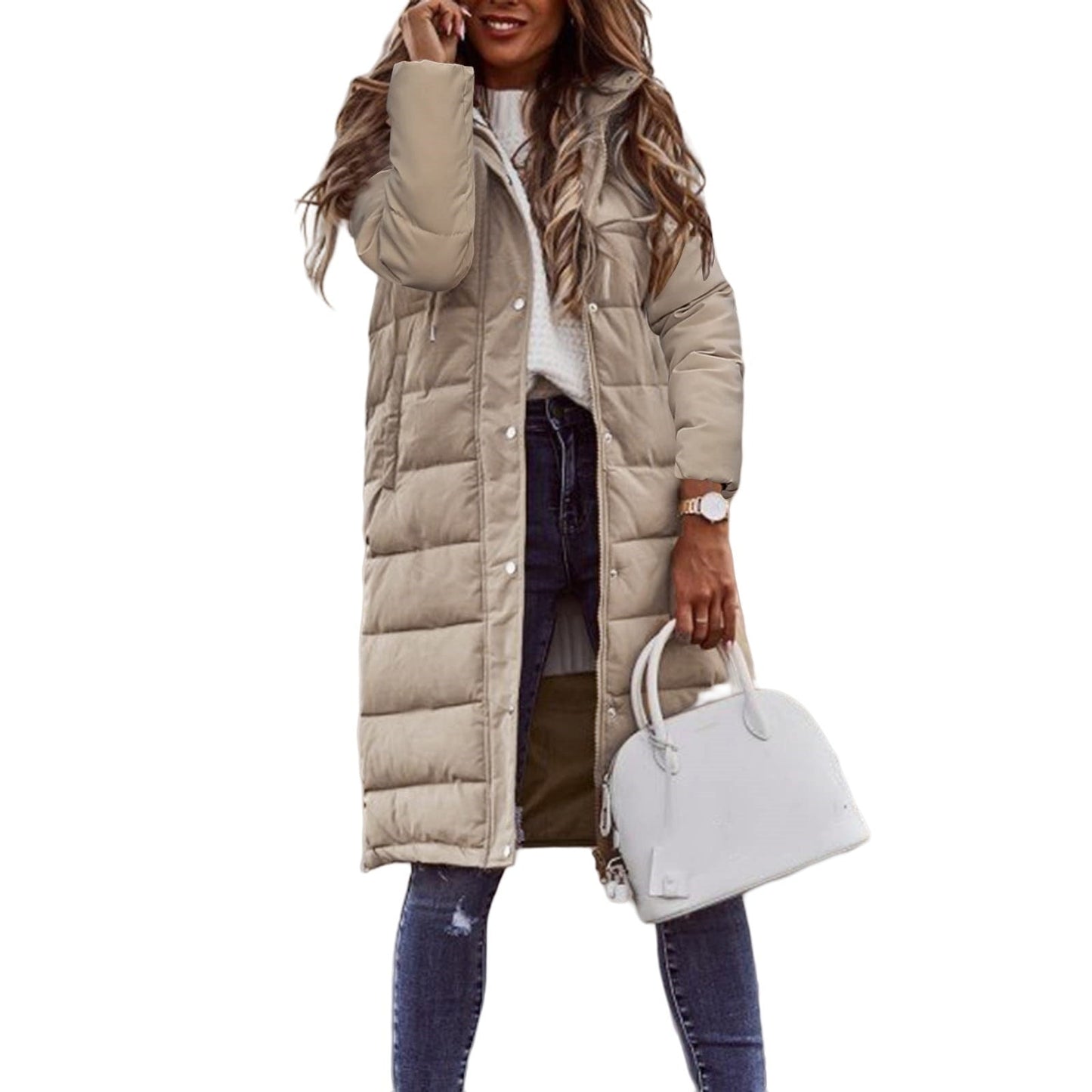 Hoodie mit Knopfverschluss und langen Ärmeln – Mid-Length Baumwolljacke im Streetstyle