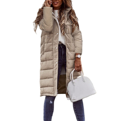 Hoodie mit Knopfverschluss und langen Ärmeln – Mid-Length Baumwolljacke im Streetstyle