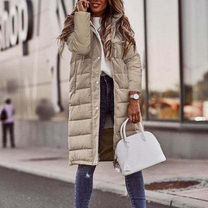 Hoodie mit Knopfverschluss und langen Ärmeln – Mid-Length Baumwolljacke im Streetstyle