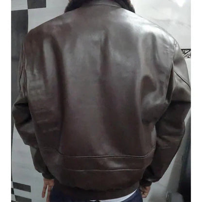 Alf - vintage leren jackets with bontkraag and ritssluiting