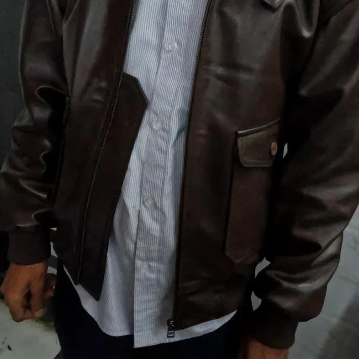 Alf - vintage leren jackets with bontkraag and ritssluiting