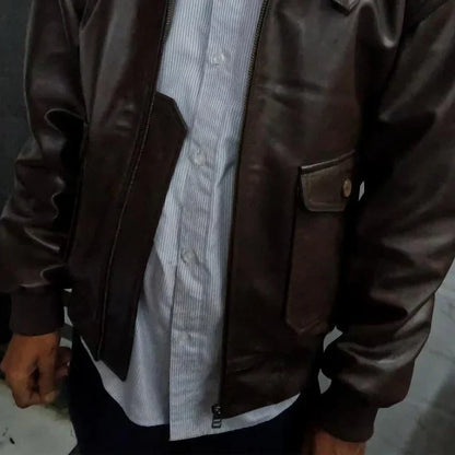 Alf - vintage leren jackets with bontkraag and ritssluiting