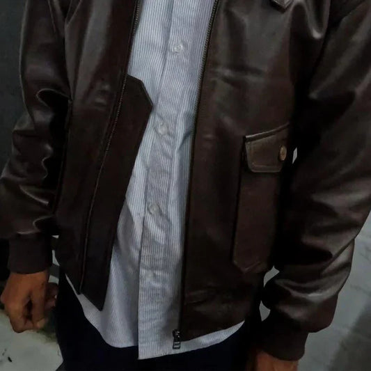 Alf - vintage leren jackets with bontkraag and ritssluiting