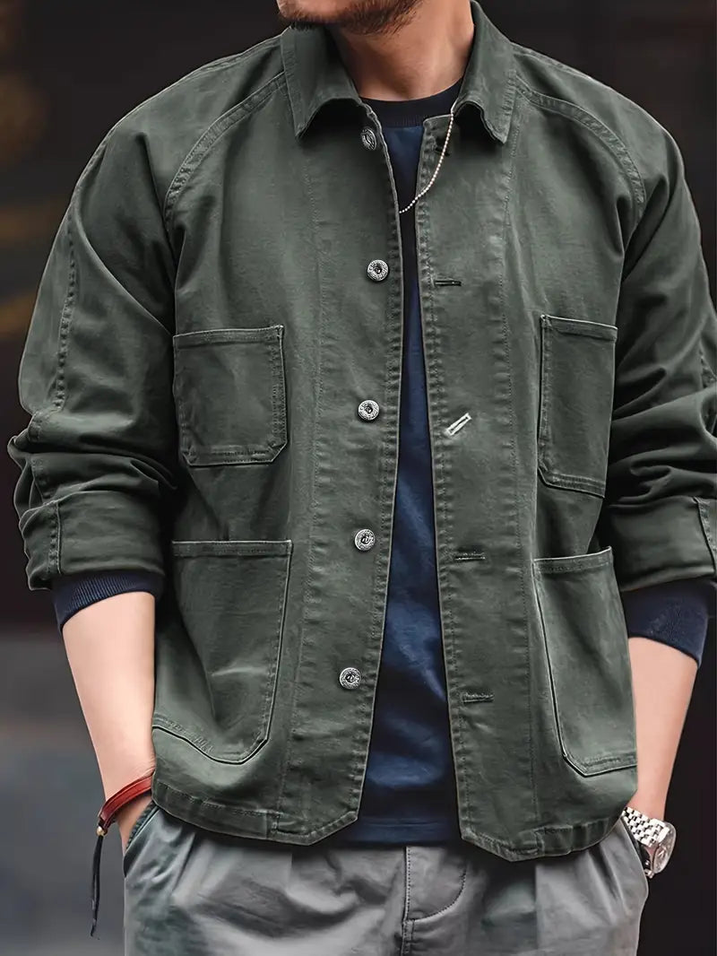 Klassische Kurzjacke aus Vintage Baumwolle für Herren – Stilvoll und Warm für den Winter