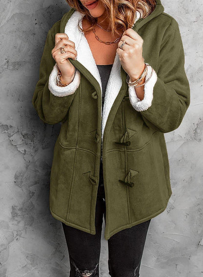 Kuschelige Damen-Fleecejacke mit Kapuze für kalte Tage