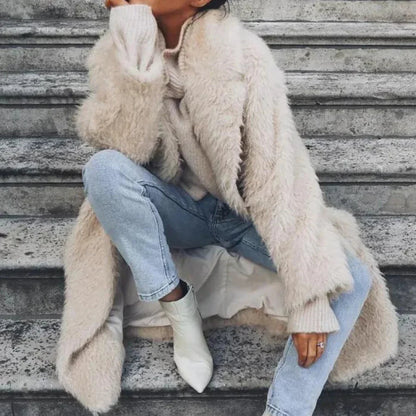 Luxuriöser Plüsch-Wintermantel für Damen – Bequem und Warm