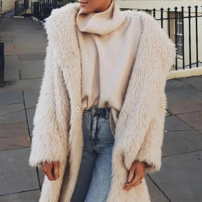 Luxuriöser Plüsch-Wintermantel für Damen – Bequem und Warm