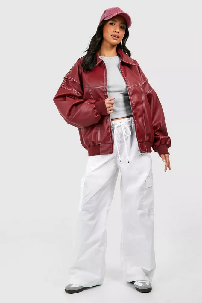 Oversize Rote Damenjacke - Trendy und Bequem für Jeden Anlass