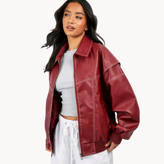 Oversize Rote Damenjacke - Trendy und Bequem für Jeden Anlass