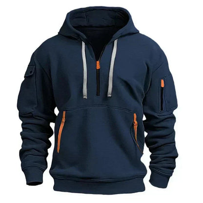 Sportlicher Herren-Hoodie mit halbem Reißverschluss für aktive Freizeitgestaltung