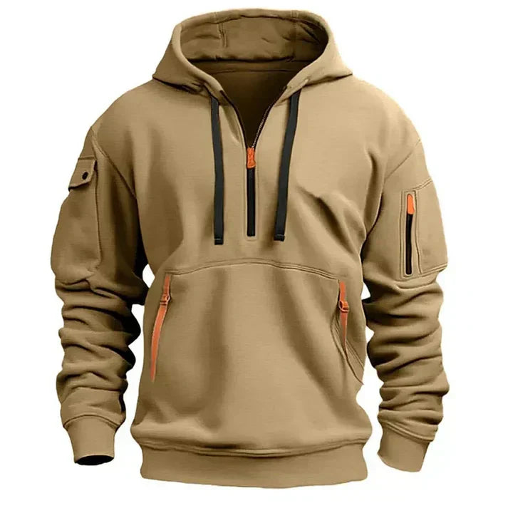 Sportlicher Herren-Hoodie mit halbem Reißverschluss für aktive Freizeitgestaltung