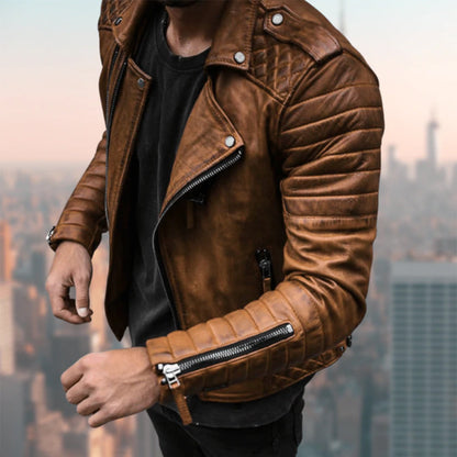 Stylische Leder-Bikerjacke Für Herren – Perfekter Look