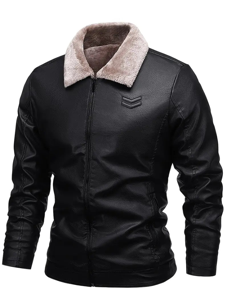 Stylische Winterjacke aus Kunstleder mit Plüschfutter – Warm und Bequem für Herren