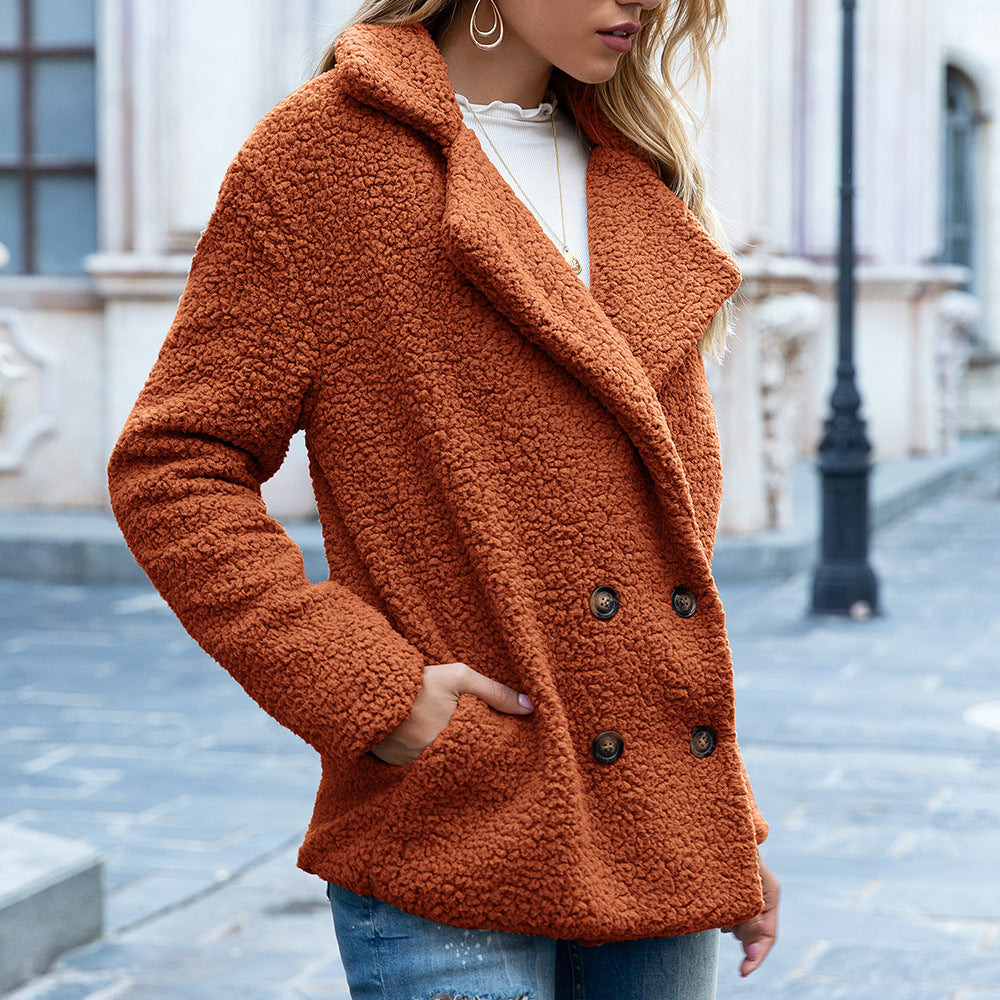 Stylischer, flauschiger Wintermantel mit Knöpfen für Damen – Bequemer Cardigan für kalte Tage