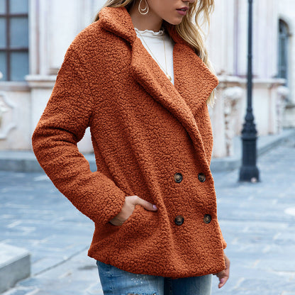 Stylischer, flauschiger Wintermantel mit Knöpfen für Damen – Bequemer Cardigan für kalte Tage