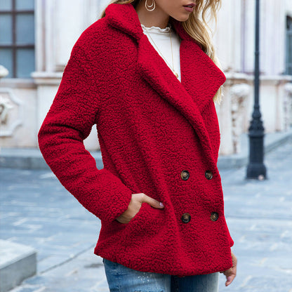 Stylischer, flauschiger Wintermantel mit Knöpfen für Damen – Bequemer Cardigan für kalte Tage