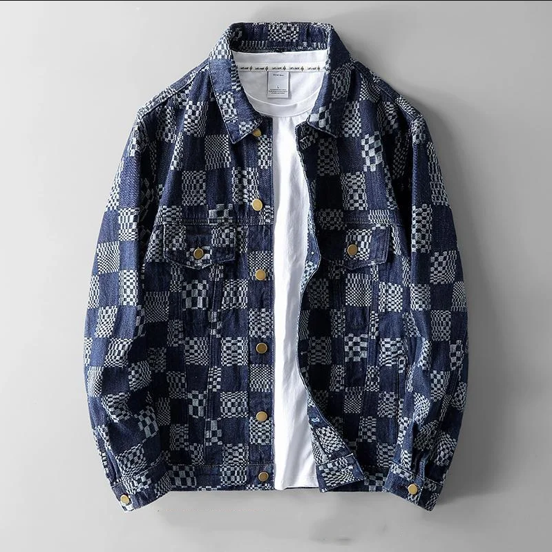 Trendige Karo-Jeansjacke für Herren - Stilvoll und Bequem