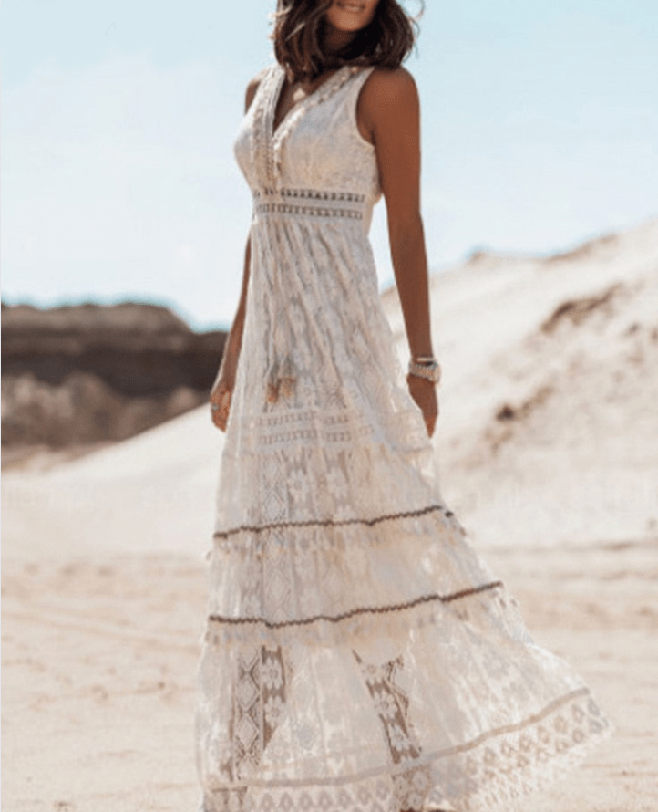 Valerie | Damen-Spitzenkleid im Boho-Stil mit feinen Details und fließender Passform