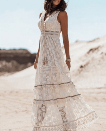 Valerie | Damen-Spitzenkleid im Boho-Stil mit feinen Details und fließender Passform