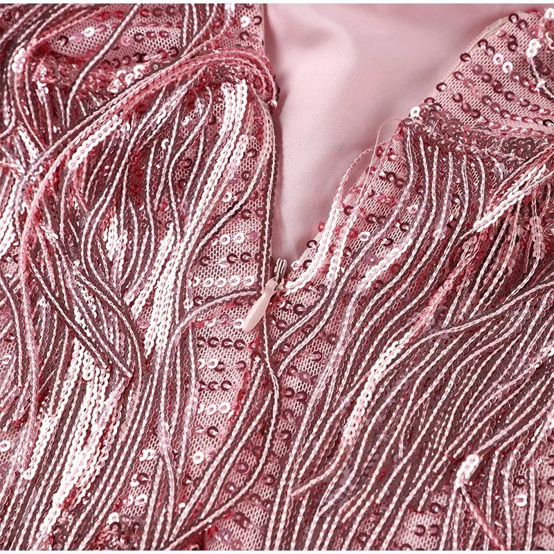 Vanessa | Cocktailkleid mit Spaghettiträgern und Federn | Glamouröses Minikleid für Partys