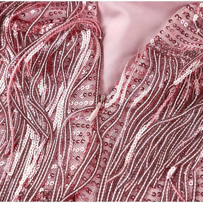 Vanessa | Cocktailkleid mit Spaghettiträgern und Federn | Glamouröses Minikleid für Partys