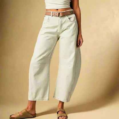 Vintage-Waschung Damenhose mit Kniestreifen – Trendige Freizeitmode