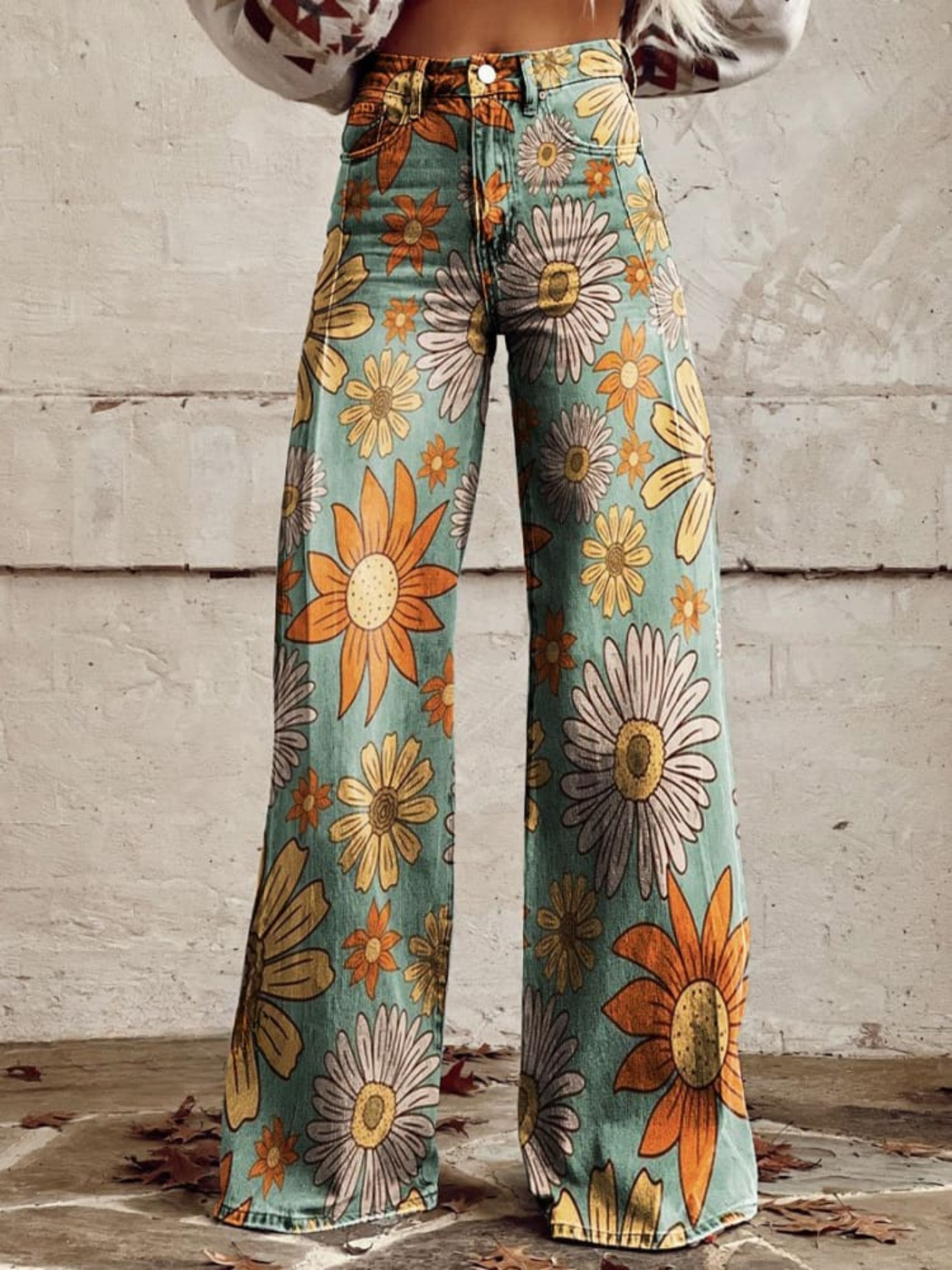 Weite Vintage-Blumenhose Für Boho-Chic Style Trends